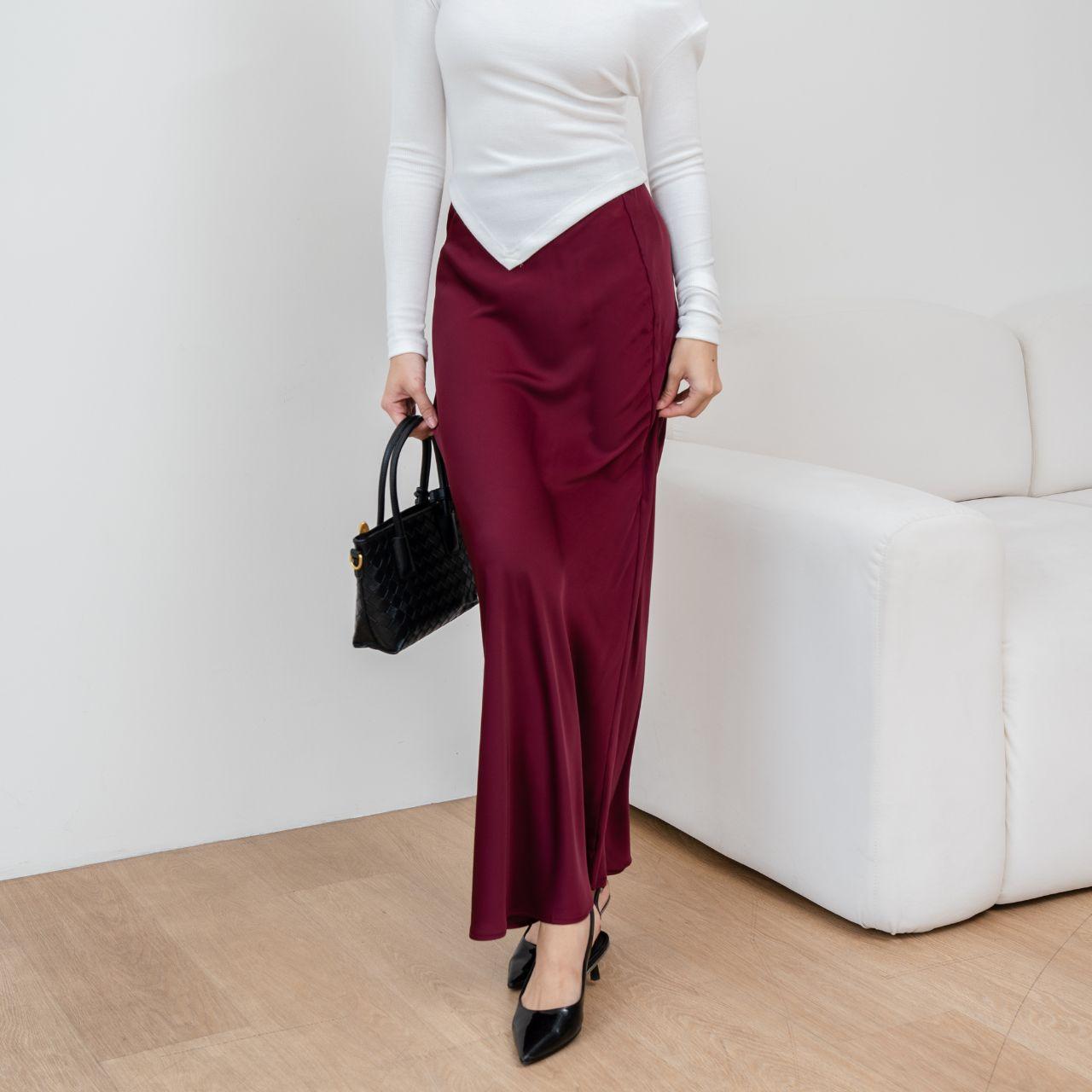 aijo| (ready) davina rok satin - rok satin wanita - rok panjang bawahan panjang bawahan mewah