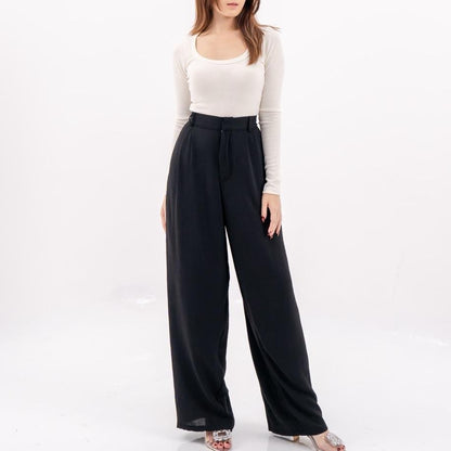 AIJO |(READY) Cessie Cullote | Kulot Panjang Wanita Kekinian Celana Kantong Brown Mocca Casual Cewek Basic Hitam tali serut Red Simple