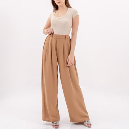 AIJO |(READY) Cessie Cullote | Kulot Panjang Wanita Kekinian Celana Kantong Brown Mocca Casual Cewek Basic Hitam tali serut Red Simple