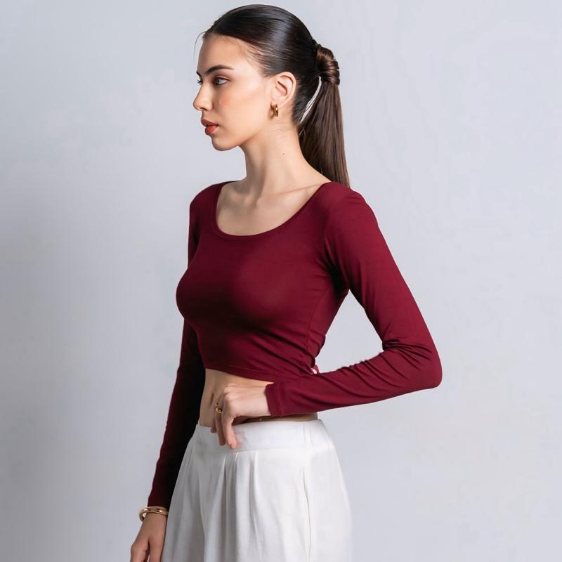 joyce by aijo [premium] cleo longsleeve crop top - atasan fitted wanita lengan panjang - atasan bodyfit korean style