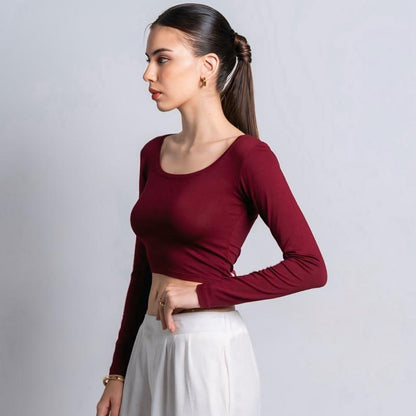 Joyce by AIJO [Premium] Cleo Longsleeve Crop Top - Atasan Fitted Wanita Lengan Panjang - Atasan Bodyfit Korean Style