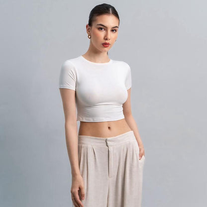 Joyce by AIJO [Premium] Vio Oneck Crop Top - Atasan Fitted Wanita - Atasan Bodyfit Korean Style