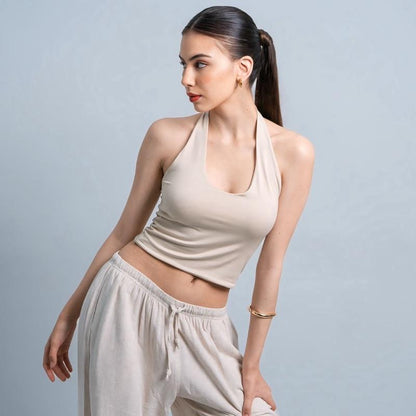 Joyce by AIJO [Premium] Kay Halter Neck Tank - Atasan Fitted Wanita Lengan Pendek - Tanktop Atasan Bodyfit Korean Style