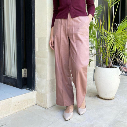 AIJO | (READY) Asa Cullote - Celana Panjang Linen Kulot Loose Pants Wanita Korean Style Cream Hitam Basic Casual