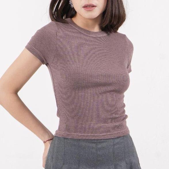 aijo| (ready) rhea oneck top - atasan wanita oneck panjang rib baju kaos cewek polos