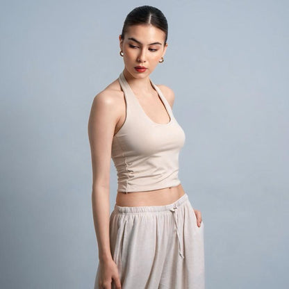Joyce by AIJO [Premium] Kay Halter Neck Tank - Atasan Fitted Wanita Lengan Pendek - Tanktop Atasan Bodyfit Korean Style