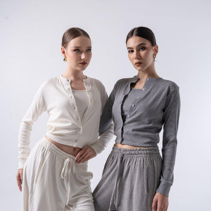 Joyce by AIJO Premium Zora Cardigan Kancing Rib Katun- Atasan Wanita Kancing - Cardigan Korean Style - Knitwear Nyaman & Panjang - Baju Fashionable