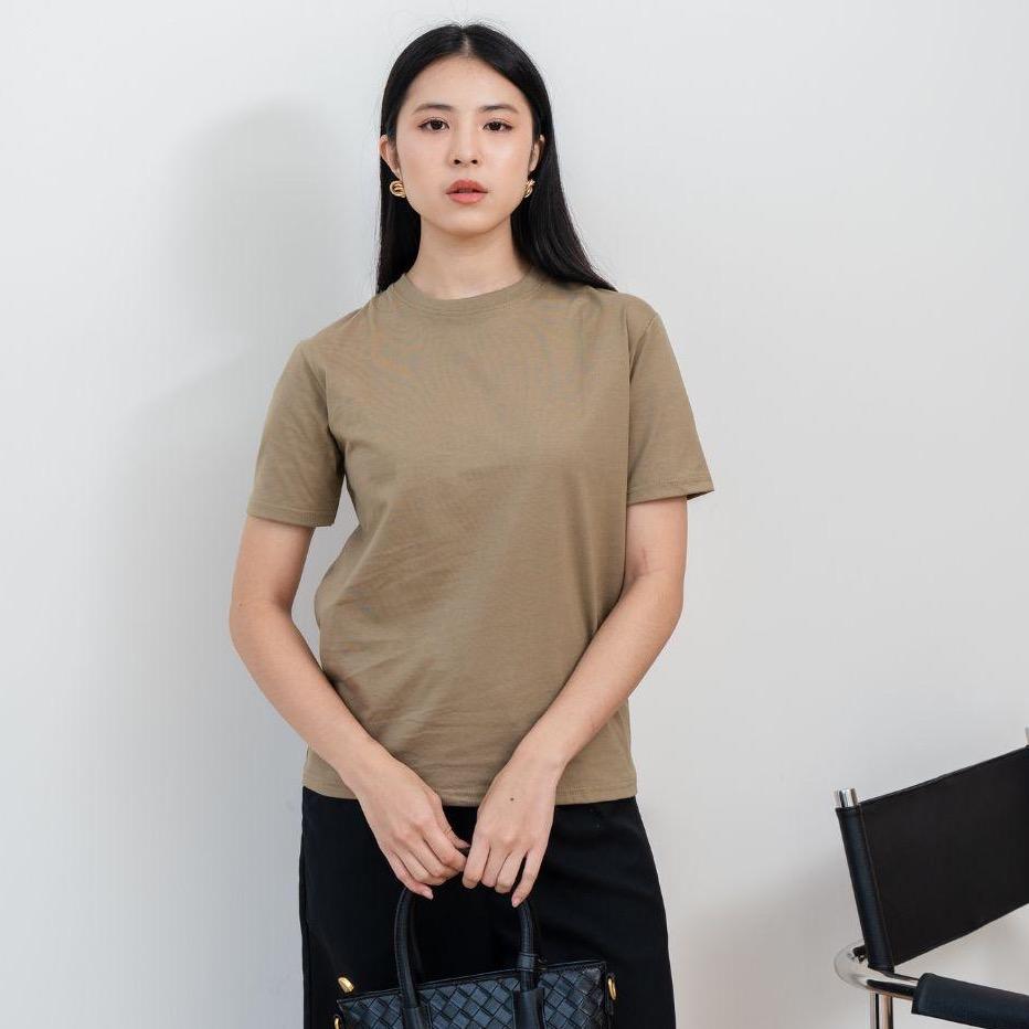 aijo | (ready) kaos cewek polos lembut 24s basic cotton halus hitam - atasan wanita kaos coklat navy combed katun baju oblong maroon pendek distro oversize