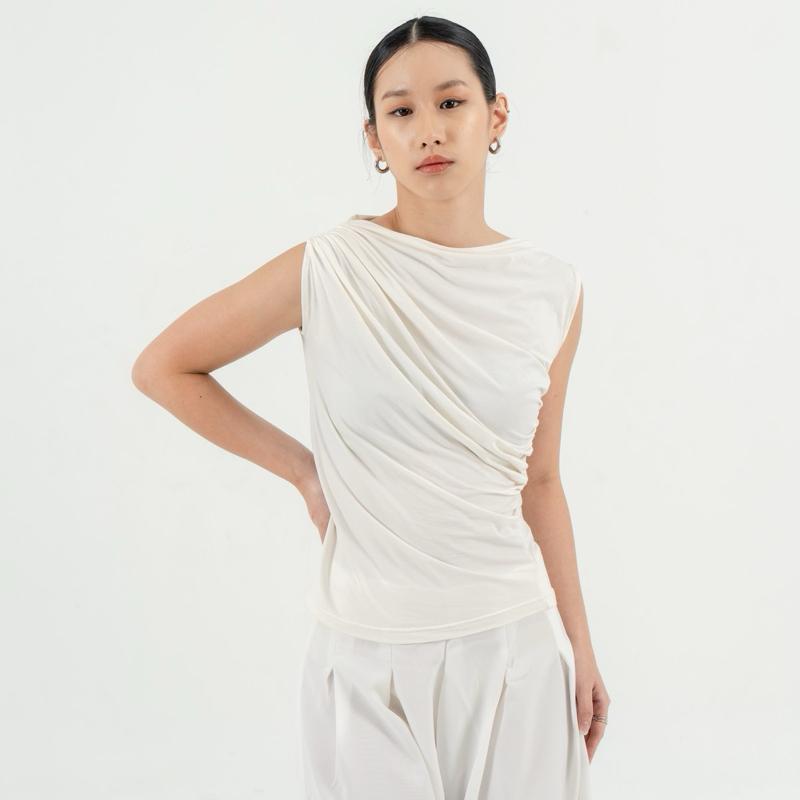 aijo(siap) | irene top - atasan wanita spandex kerut - atasan wanita korean style - mahoni