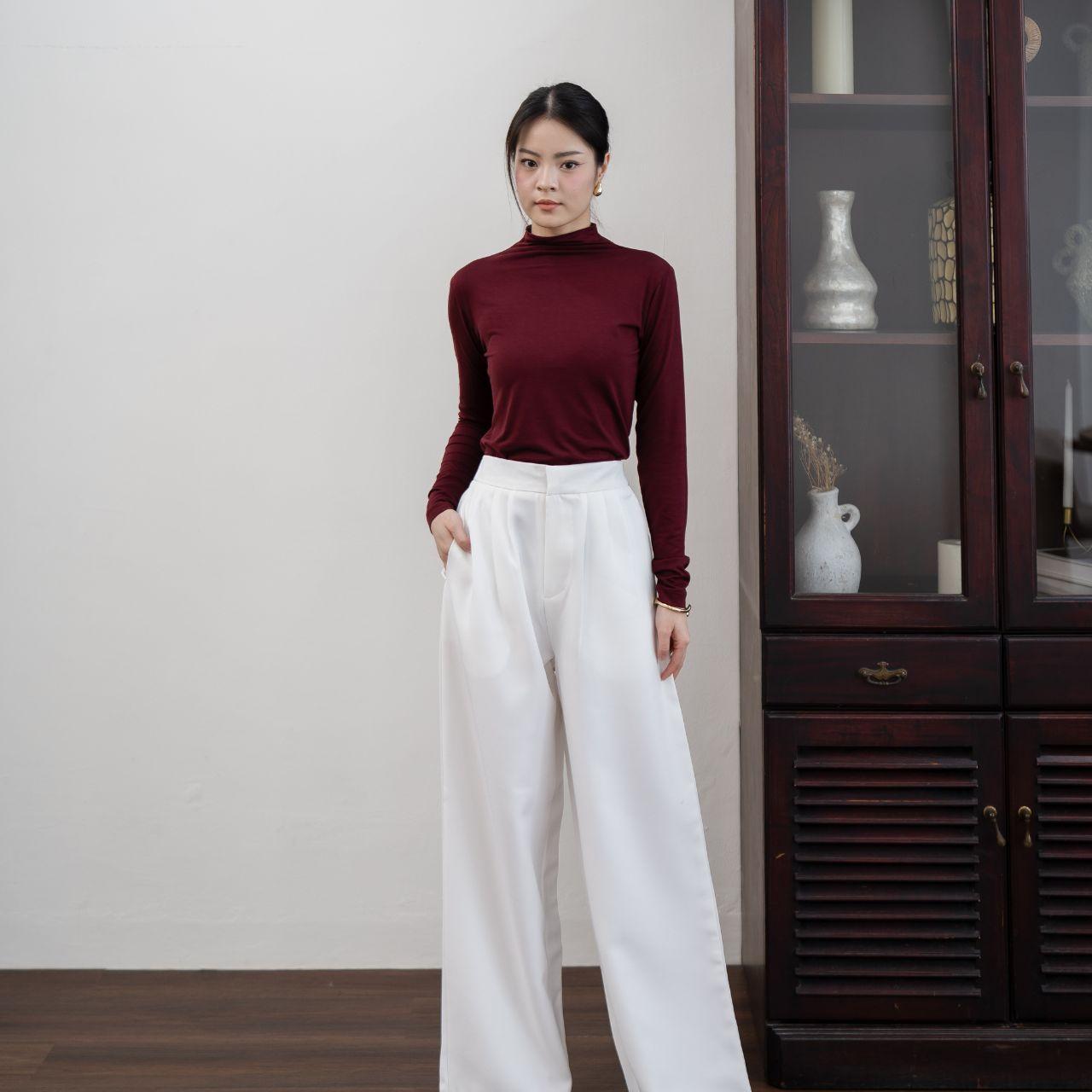 joyce by aijo [premium] amoy turtle neck longsleeve top - atasan wanita kekinian formal casual polos mahogany fitbody