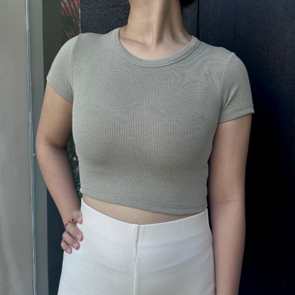 AIJO| (READY) Oneck Top Vol.2 - Atasan Wanita Kekinian Rib Fit Panjang Polos Santai Nyaman cia oneck top Pendek Variasi Basic Oblong Kaos Simple Casual Tshirt Baju Crop Motif Hitam