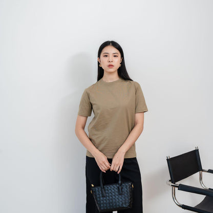 AIJO | (READY) Kaos Cewek Polos Lembut 24s Basic Cotton Halus Hitam - Atasan Wanita Kaos Coklat Navy Combed Katun Baju Oblong Maroon Pendek Distro Oversize