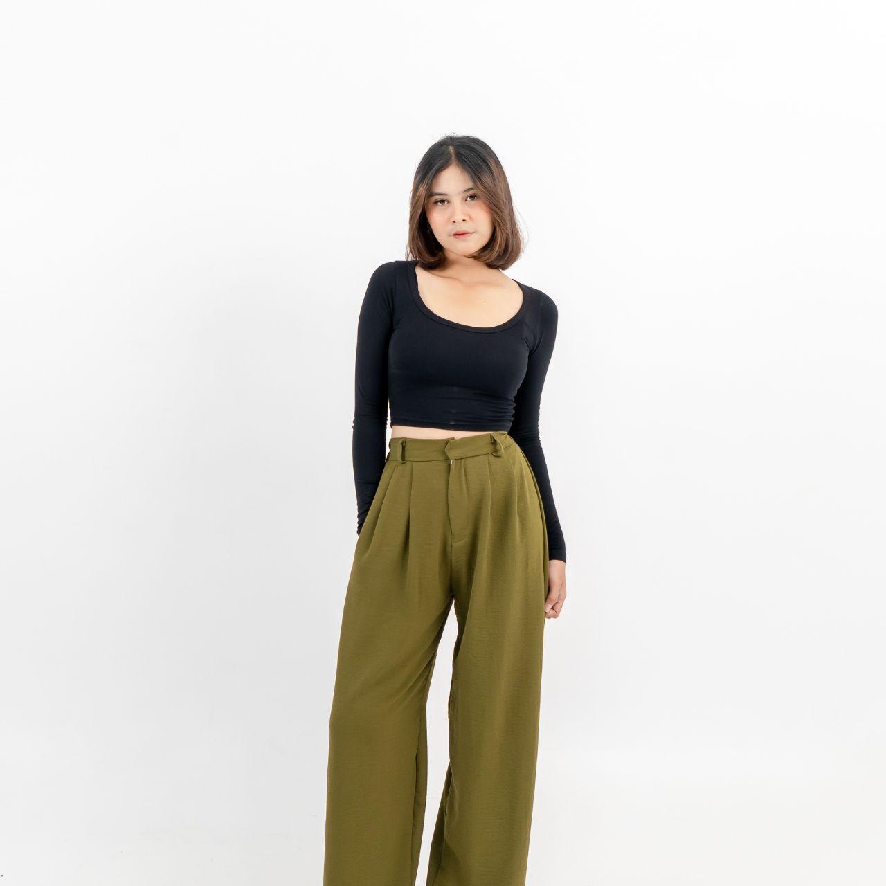 aijo| (ready) thea uneck longsleeve - atasan lengan panjang wanita spandex polos unik nyaman basic variasi