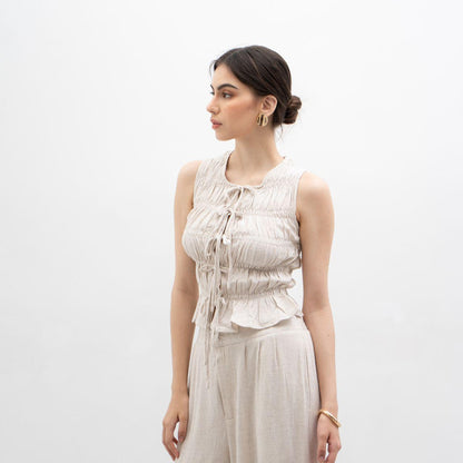 Joyce by AIJO [Premium] Kim Vest Linen Top - Atasan Fitted Wanita Vest Tali Gaya Korea
