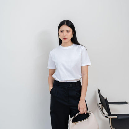 AIJO | (READY) Kaos Cewek Polos Lembut 24s Basic Cotton Halus Hitam - Atasan Wanita Kaos Coklat Navy Combed Katun Baju Oblong Maroon Pendek Distro Oversize