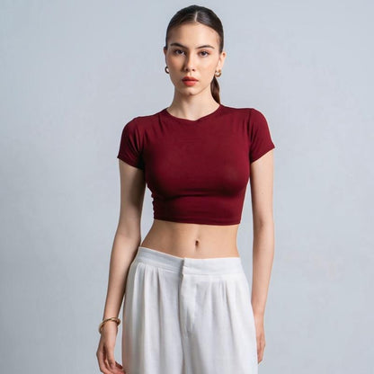 Joyce by AIJO [Premium] Vio Oneck Crop Top - Atasan Fitted Wanita - Atasan Bodyfit Korean Style