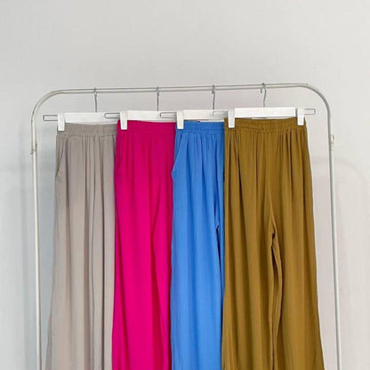 AIJO - (READY) Gareth Cullote Krinkle Gareth - Celana Panjang Wanita Kulot Pinggang Linen Crinkle Pant Casual tali serut Red Airflow Loose Katun Bawahan