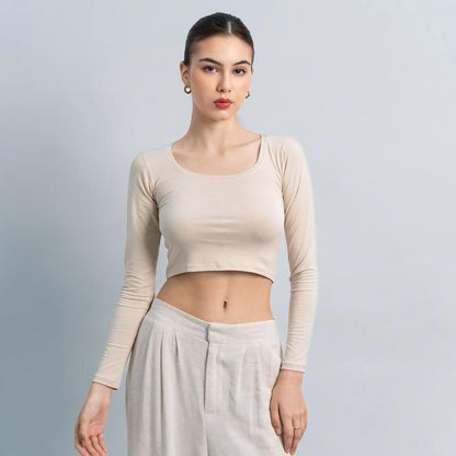 Joyce by AIJO [Premium] Cleo Longsleeve Crop Top - Atasan Fitted Wanita Lengan Panjang - Atasan Bodyfit Korean Style