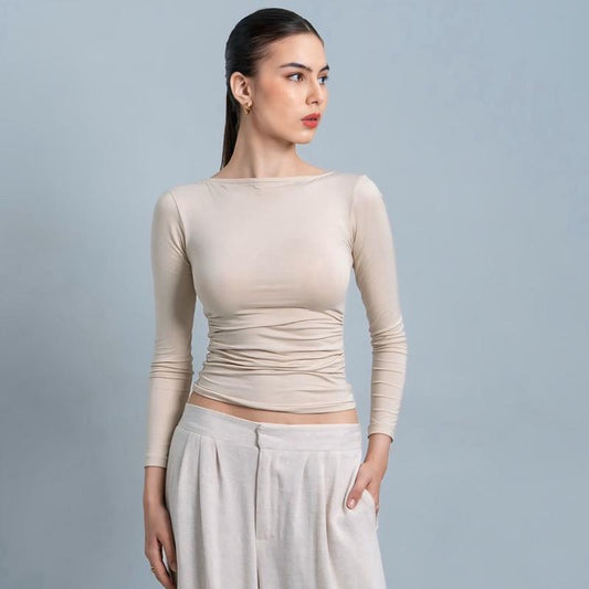 Joyce by AIJO [Premium] Freya Longsleeve Kerut Top - Atasan Fitted Wanita Lengan Panjang - Atasan Bodyfit Korean Style
