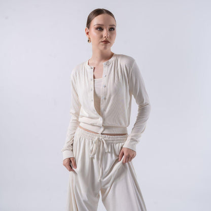 Joyce by AIJO Premium Zora Cardigan Kancing Rib Katun- Atasan Wanita Kancing - Cardigan Korean Style - Knitwear Nyaman & Panjang - Baju Fashionable