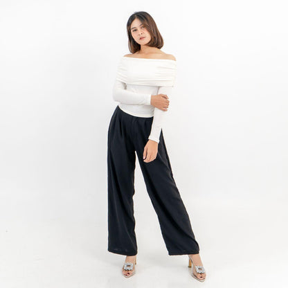 AIJO| (READY) Bianca Sabrina Longsleeve - Atasan Lengan Panjang Wanita Baju - Baju Sabrina Formal Karet Lembut Maroon Nyaman