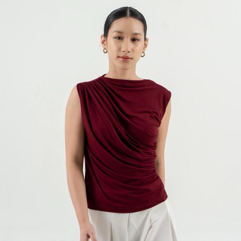 aijo(siap) | irene top - atasan wanita spandex kerut - atasan wanita korean style - mahoni