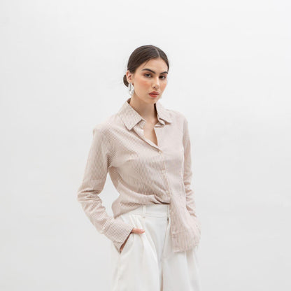 AIJO | (READY) Collin Shirt - Kemeja Lengan Panjang Wanita - Korean Style Atasan Baju Casual Fit