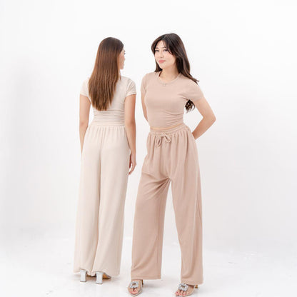 AIJO| (READY) Clara Cullote - Celana Panjang Wanita Rib Kulot Basic Kantong Nyaman Hitam Formal Casual