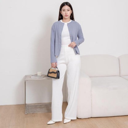 AIJOXFUJI (SIAP) | ESTELLE CULLOT - Celana Longgar - Celana Panjang Wanita Loose Kulot Basic Casual Abu Coklat Cream Hitam Putih Khaki Formal Linen Fit Nyaman Kain Simple