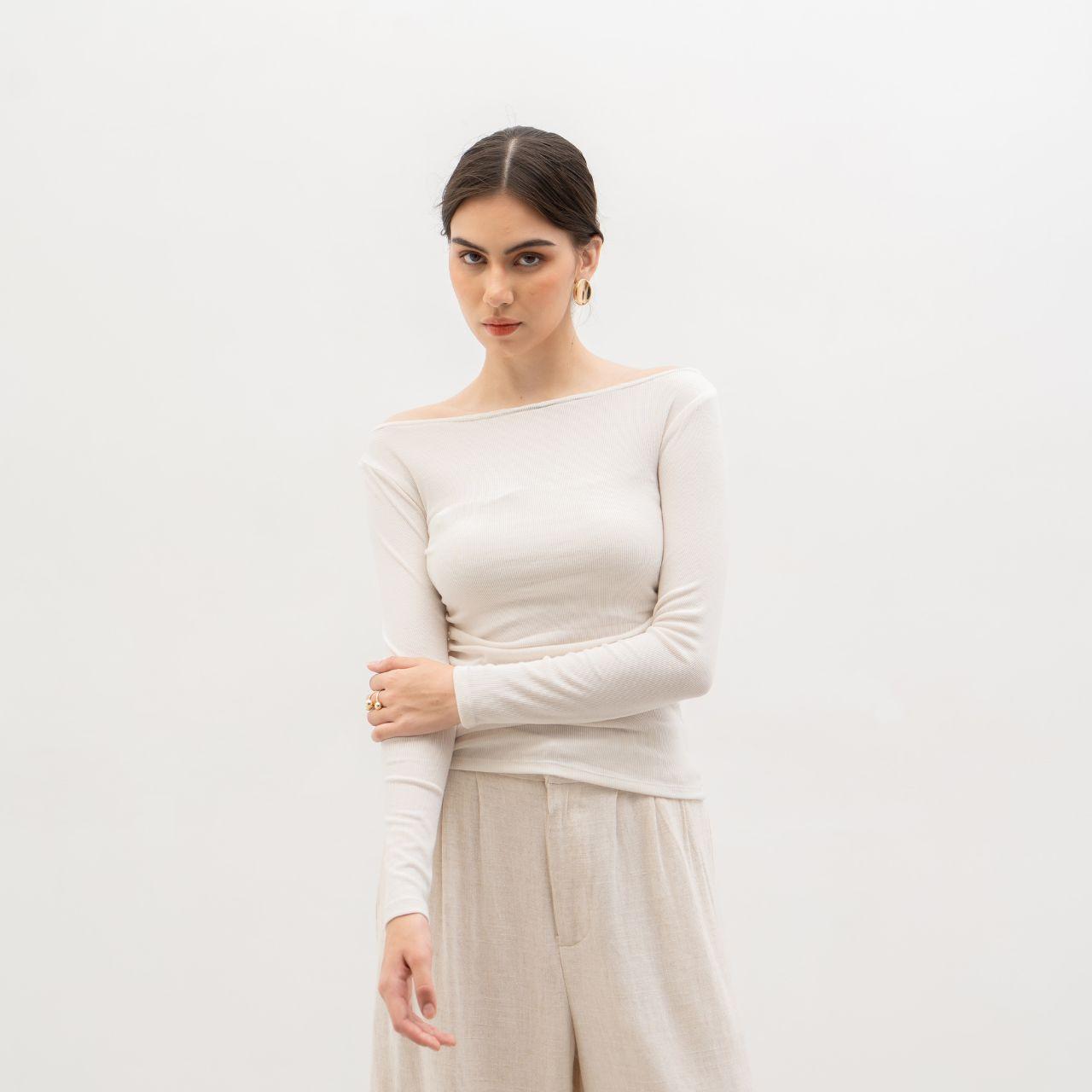 joyce by aijo [premium] leya sabrina longsleeve - atasan lengan panjang rib wanita fit oversize