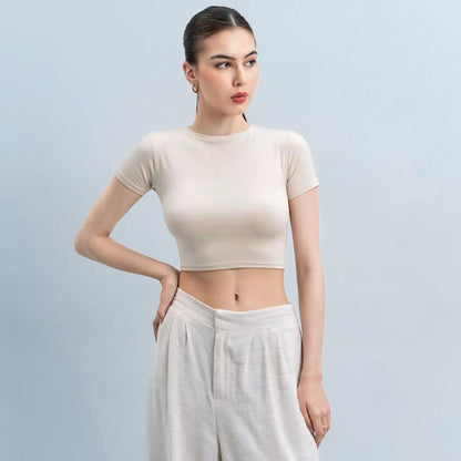 Joyce by AIJO [Premium] Vio Oneck Crop Top - Atasan Fitted Wanita - Atasan Bodyfit Korean Style