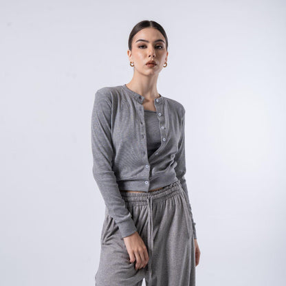 Joyce by AIJO Premium Zora Cardigan Kancing Rib Katun- Atasan Wanita Kancing - Cardigan Korean Style - Knitwear Nyaman & Panjang - Baju Fashionable