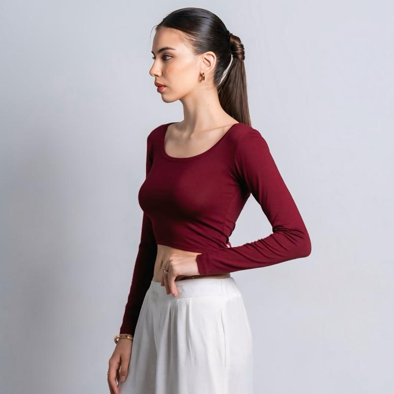 joyce by aijo [premium] cleo longsleeve crop top - atasan fitted wanita lengan panjang - atasan bodyfit korean style