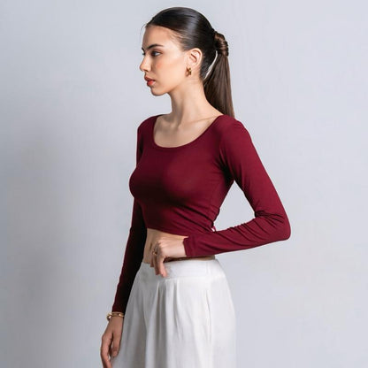 Joyce by AIJO [Premium] Cleo Longsleeve Crop Top - Atasan Fitted Wanita Lengan Panjang - Atasan Bodyfit Korean Style