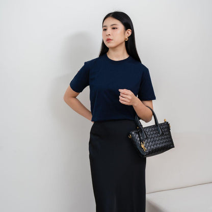 AIJO | (READY) Kaos Cewek Polos Lembut 24s Basic Cotton Halus Hitam - Atasan Wanita Kaos Coklat Navy Combed Katun Baju Oblong Maroon Pendek Distro Oversize