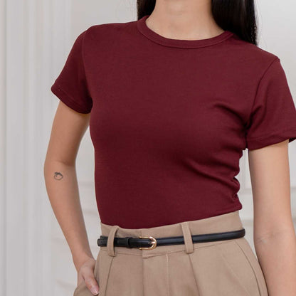 AIJO | (READY) Oneck Top- Atasan Wanita Kekinian Rib Fit Basic Style