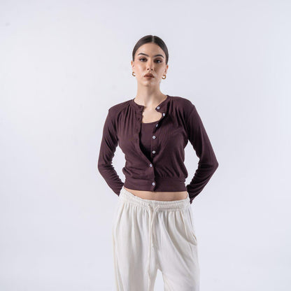 Joyce by AIJO Premium Zora Cardigan Kancing Rib Katun- Atasan Wanita Kancing - Cardigan Korean Style - Knitwear Nyaman & Panjang - Baju Fashionable