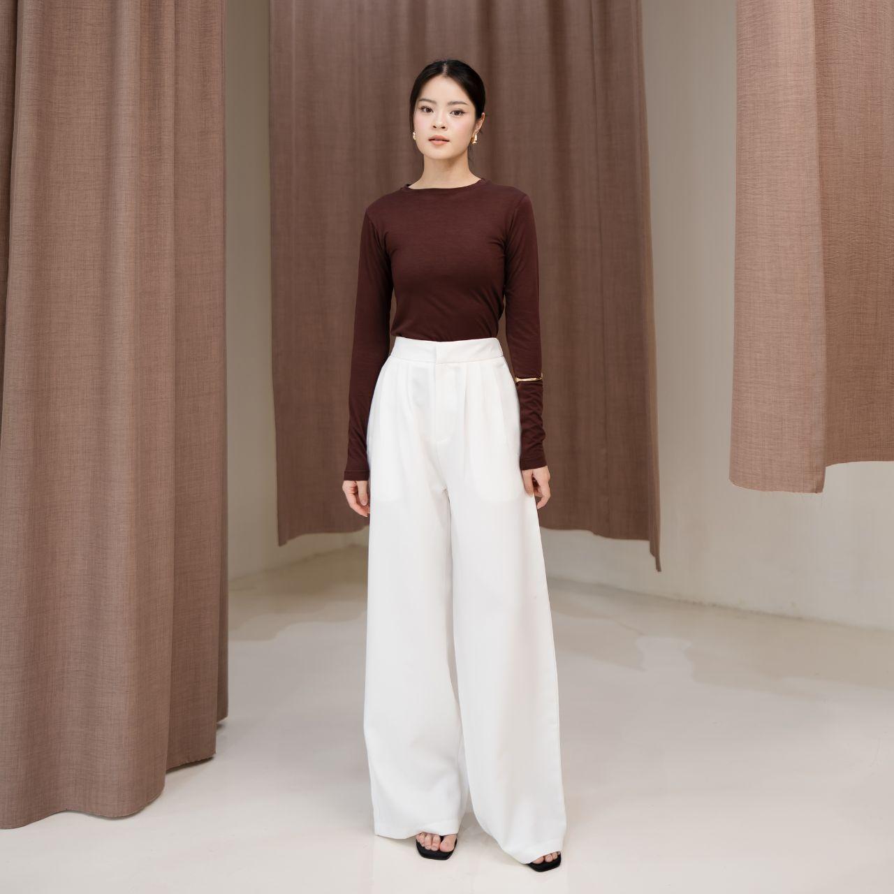 joyce by aijo [premium] lily oneck longsleeve - atasan wanita basic spandex lengan panjang fitbody