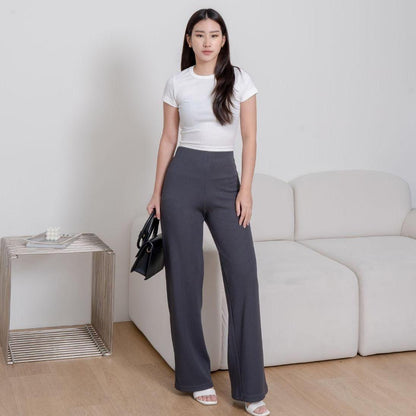 AIJOXFUJI (SIAP) | ESTELLE CULLOT - Celana Longgar - Celana Panjang Wanita Loose Kulot Basic Casual Abu Coklat Cream Hitam Putih Khaki Formal Linen Fit Nyaman Kain Simple