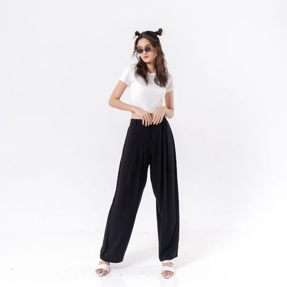 AIJO - (READY) Reva Twill Cullote - Celana Panjang Loose Pant Kekinian Wanita Kulot Casual Basic Bawahan Formal tali serut Red Crinkle Simple