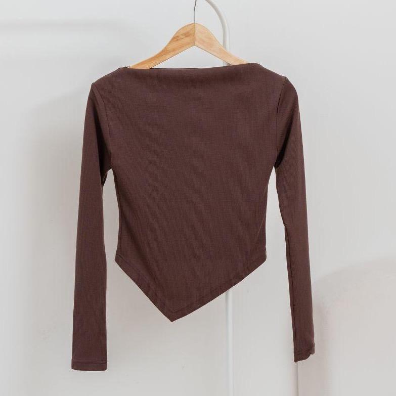 aijo| (ready) theresa sabrina longsleeve - atasan lengan panjang vneck wanita casual rib baju basic casual rib