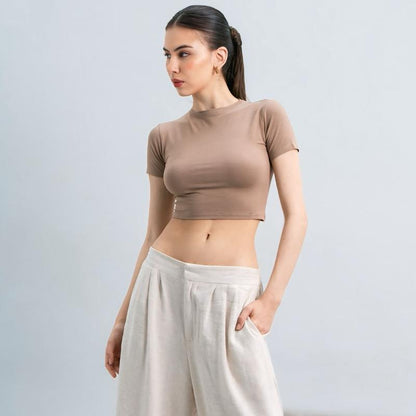Joyce by AIJO [Premium] Vio Oneck Crop Top - Atasan Fitted Wanita - Atasan Bodyfit Korean Style