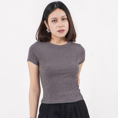 AIJO| (READY) Rhea Oneck Top - Atasan Wanita Oneck Panjang Rib Baju Kaos Cewek Polos