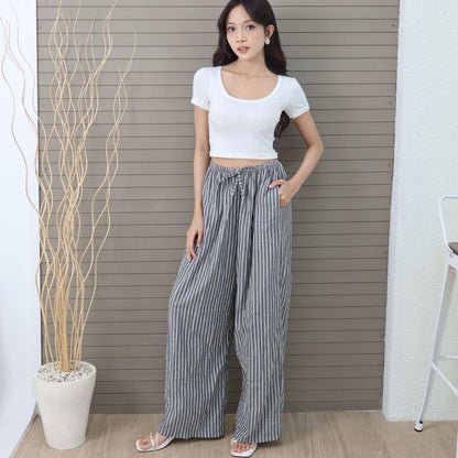 Joyce by AIJO [Premium] Zowie Katun Stripe Cullote - Celana Panjang Wanita Bohe Style Katun - Korean Style