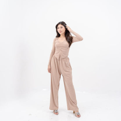 AIJO| (READY) Clara Cullote - Celana Panjang Wanita Rib Kulot Basic Kantong Nyaman Hitam Formal Casual