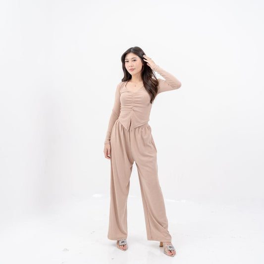 AIJO| (READY) Clara Cullote - Celana Panjang Wanita Rib Kulot Basic Kantong Nyaman Hitam Formal Casual