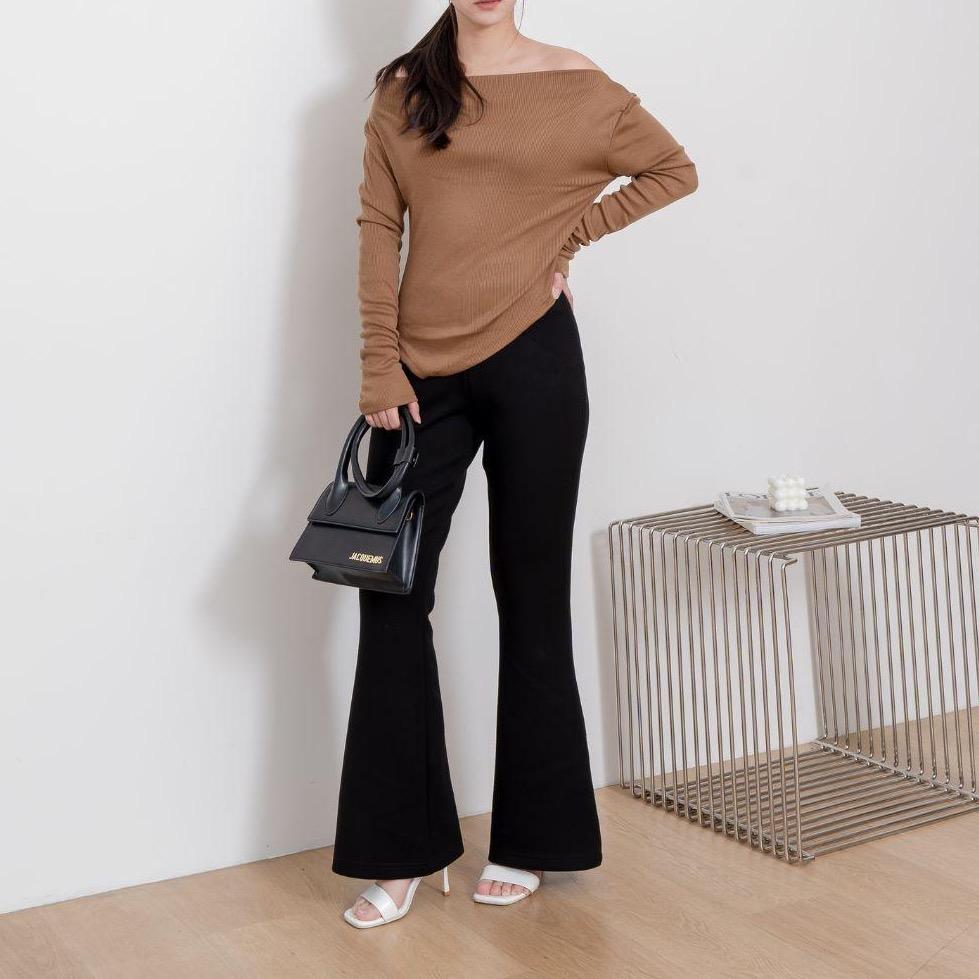 aijoxfuji (ready) grace cutbray - celana panjang cutbray wanita casual beige basic fit cream navy simple bawahan formal hitam army dark