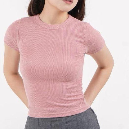 AIJO| (READY) Rhea Oneck Top - Atasan Wanita Oneck Panjang Rib Baju Kaos Cewek Polos