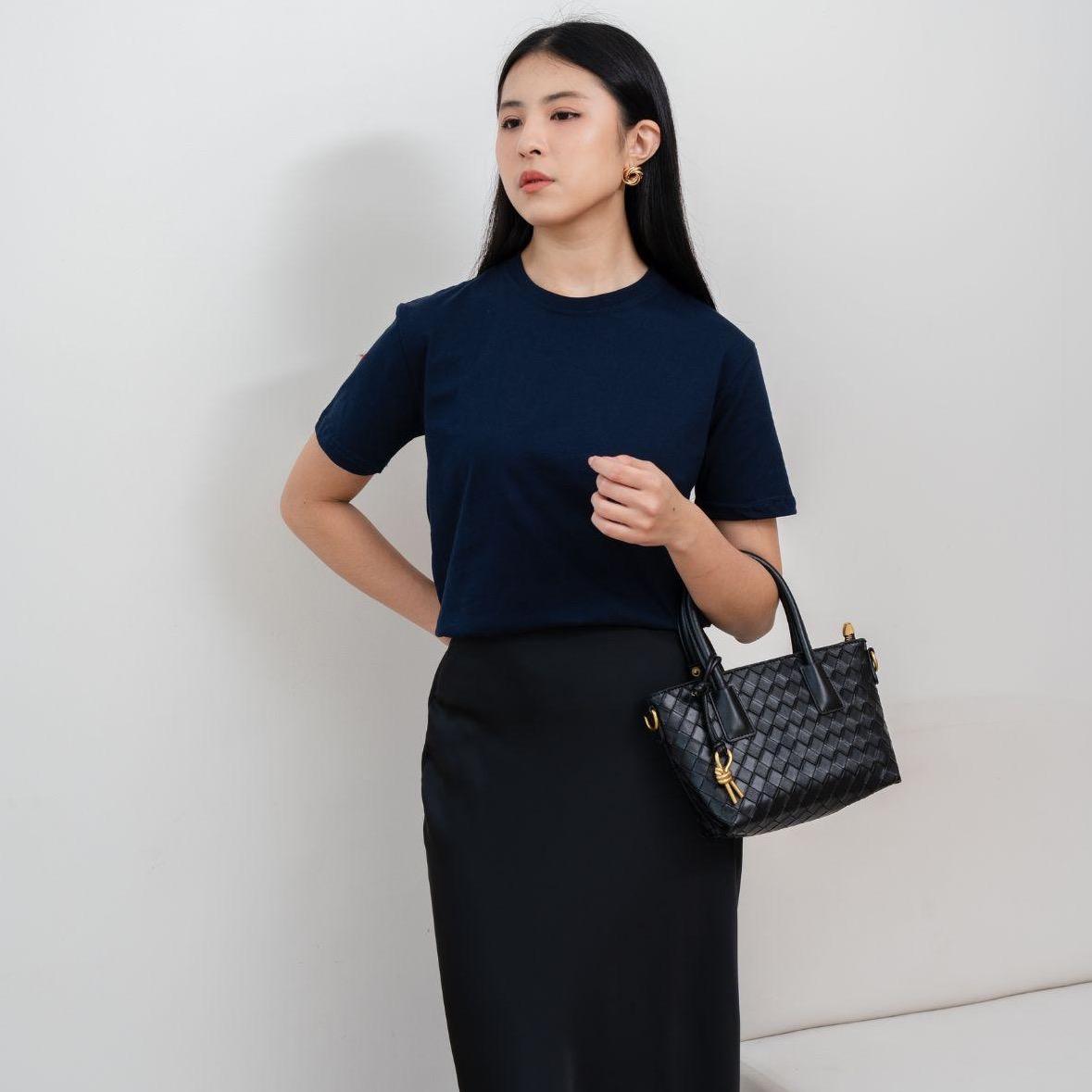 aijo | (ready) kaos cewek polos lembut 24s basic cotton halus hitam - atasan wanita kaos coklat navy combed katun baju oblong maroon pendek distro oversize