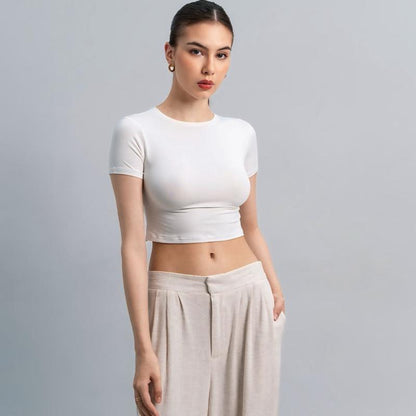 Joyce by AIJO [Premium] Vio Oneck Crop Top - Atasan Fitted Wanita - Atasan Bodyfit Korean Style